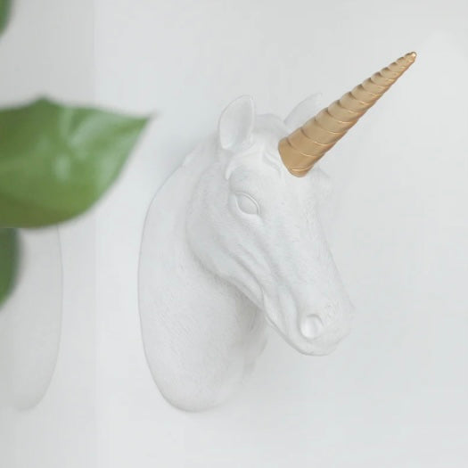 ULA THE UNICORN WALL HANGING - WHITE/GOLD