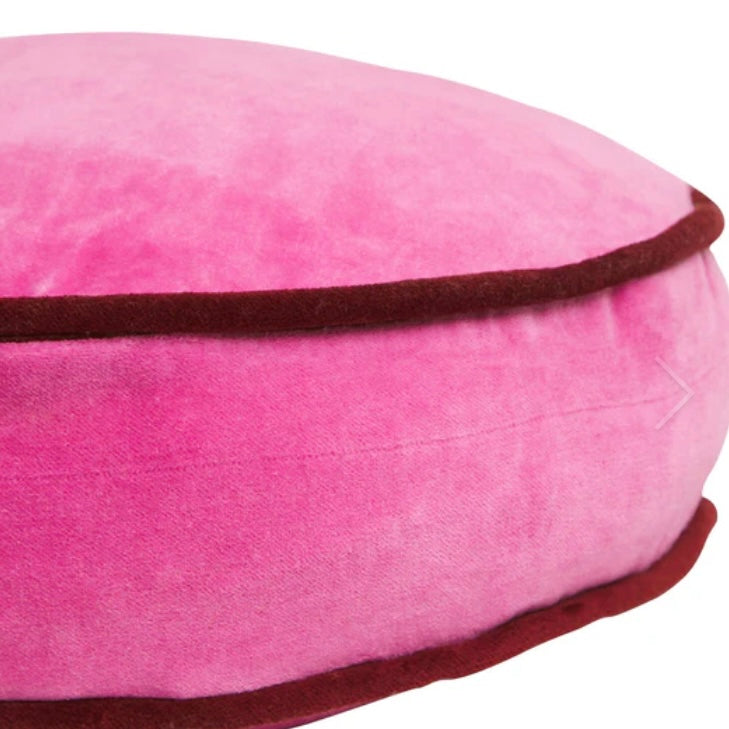 Castilo Round Velvet Cushion - Fuchsia