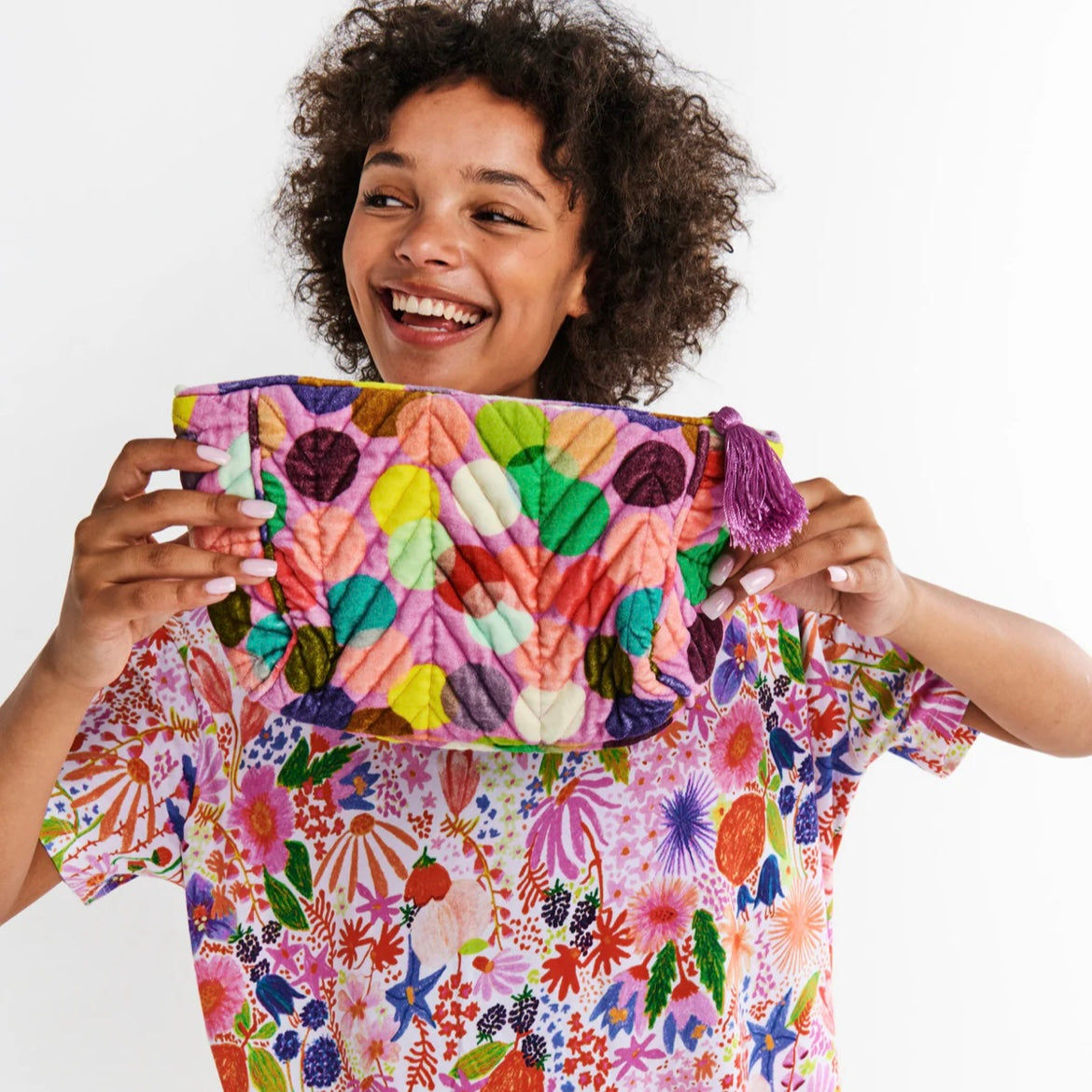 CONFETTI PINK VELVET TOILETRY BAG