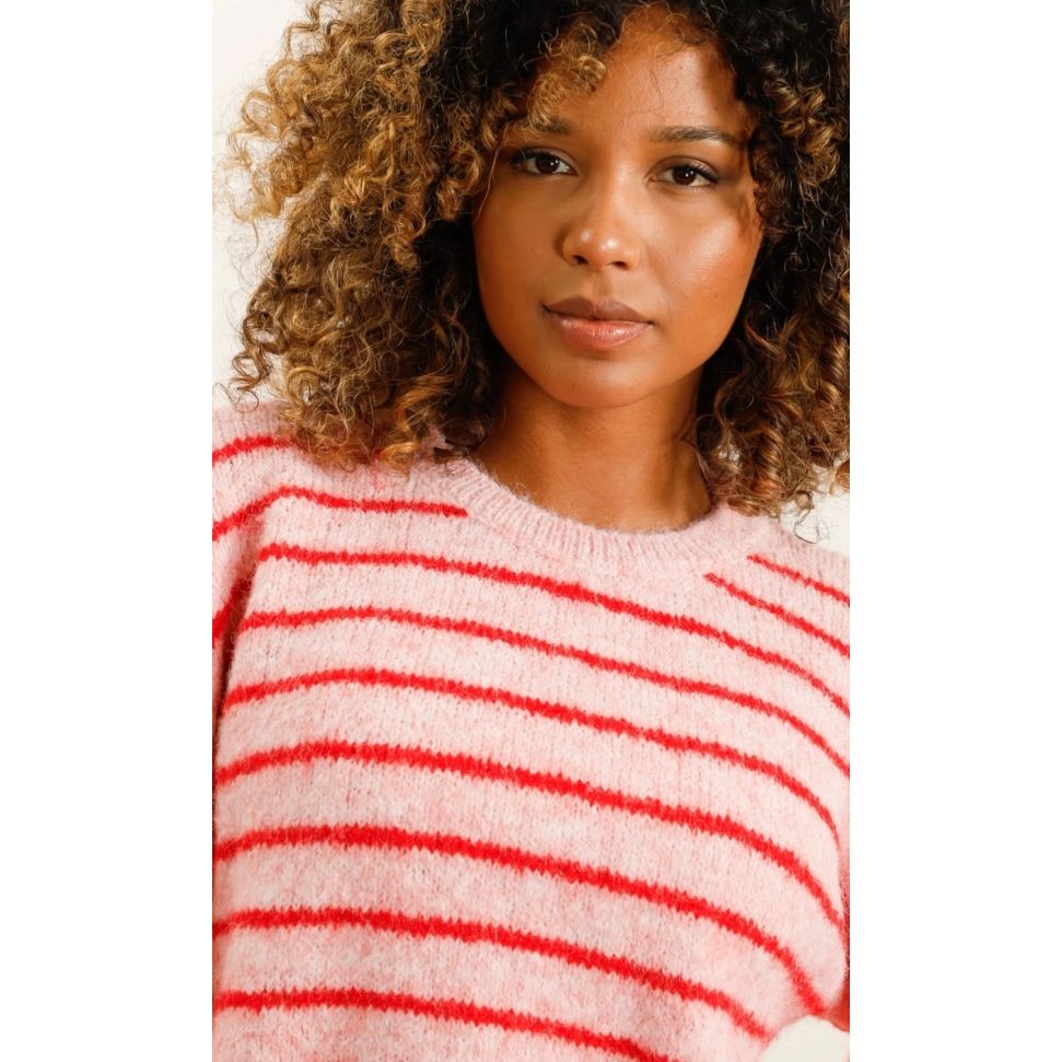 Bonnie Knit- Pink & Cherry Stripe