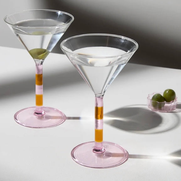 FAZEEK-TWO x STRIPED MARTINI GLASSES - PINK + AMBER