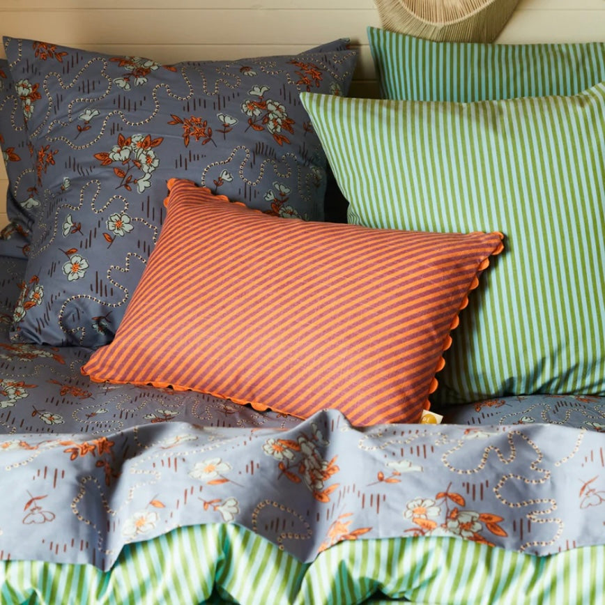 BUNDI STRIPE CUSHION - DESERT-SAGE & CLARE