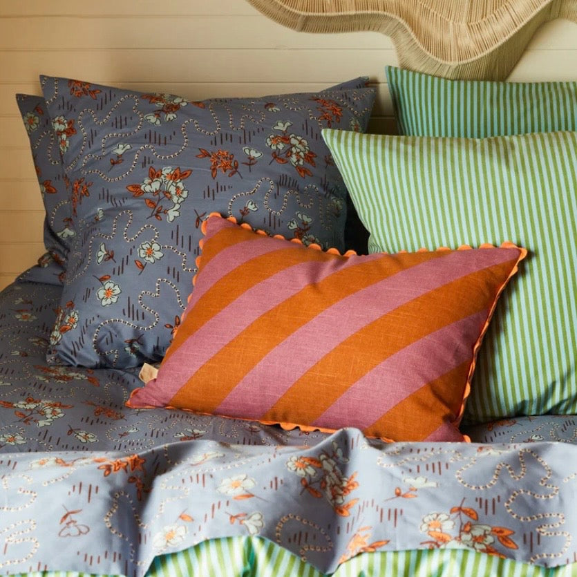 BUNDI STRIPE CUSHION - DESERT-SAGE & CLARE