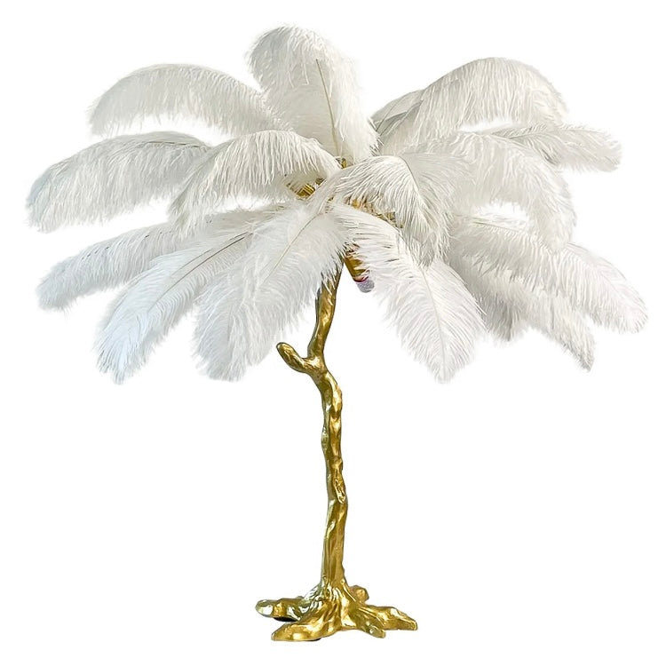 BURLESQUE FEATHERED TABLE LAMP -SNOW WHITE-SOLD -PRE ORDER