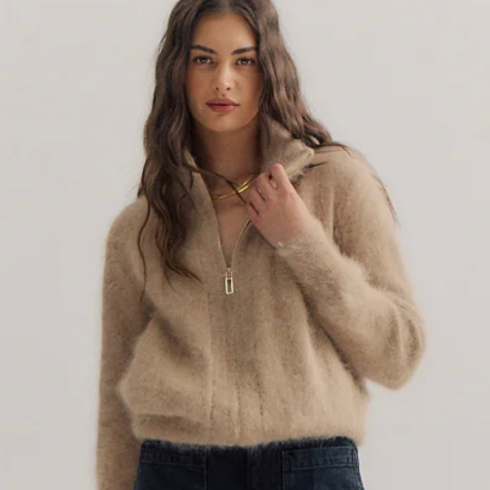 FELIX ZIP CARDIGAN - LATTE
