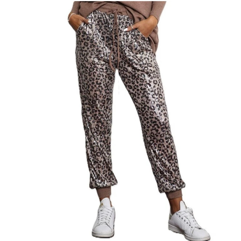 Anais Leopard Sequin Jogger-Multi