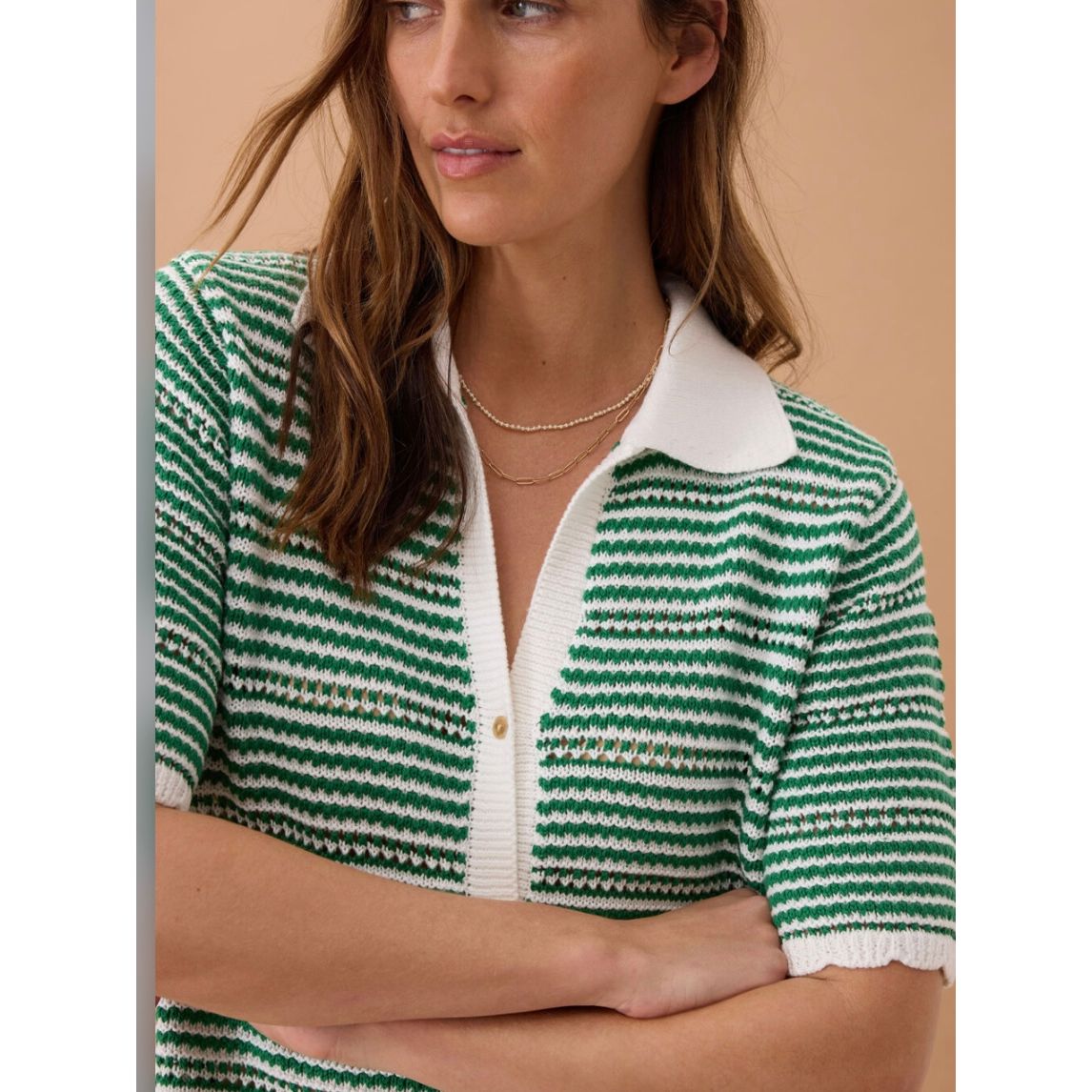 Nala Stripe Knit Mini-Apple Green & White Striped