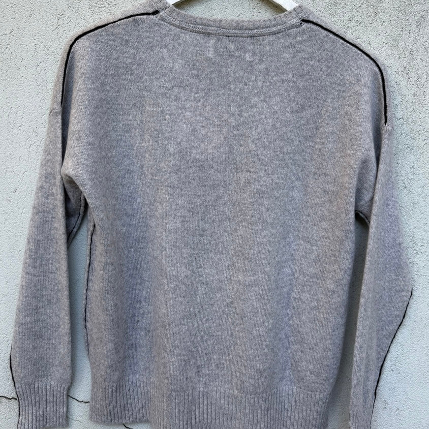 100% Cashmere – Frenchie Knit – Black & Grey Marle