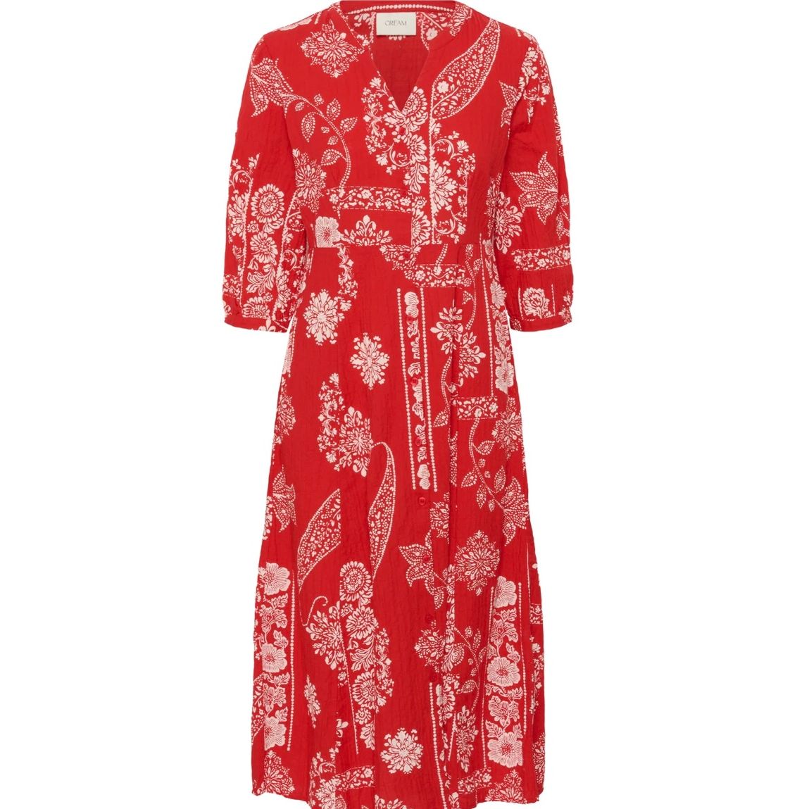 Gianni Midi Dress- Red Ethnic Print