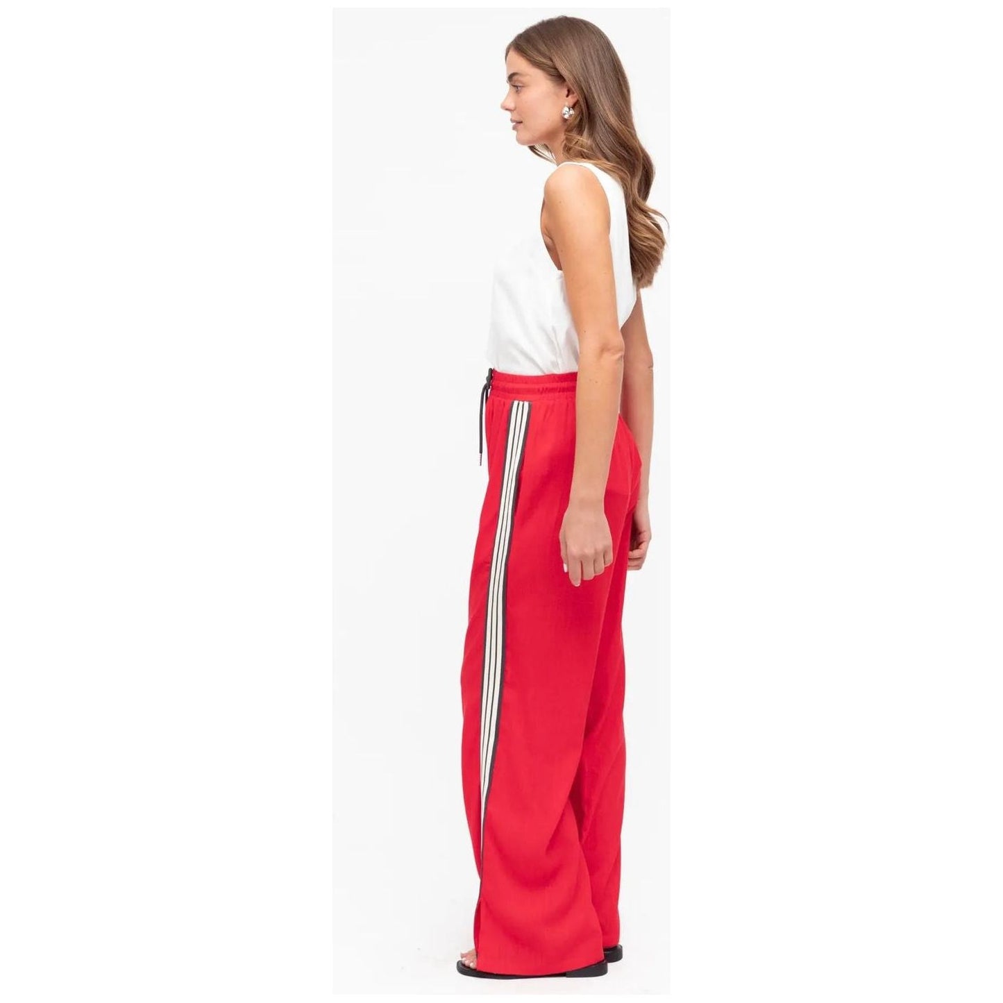 RACER LINEN STRIPE PANT-RED