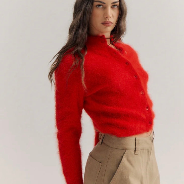 Bella Button up Cardigan - Flame