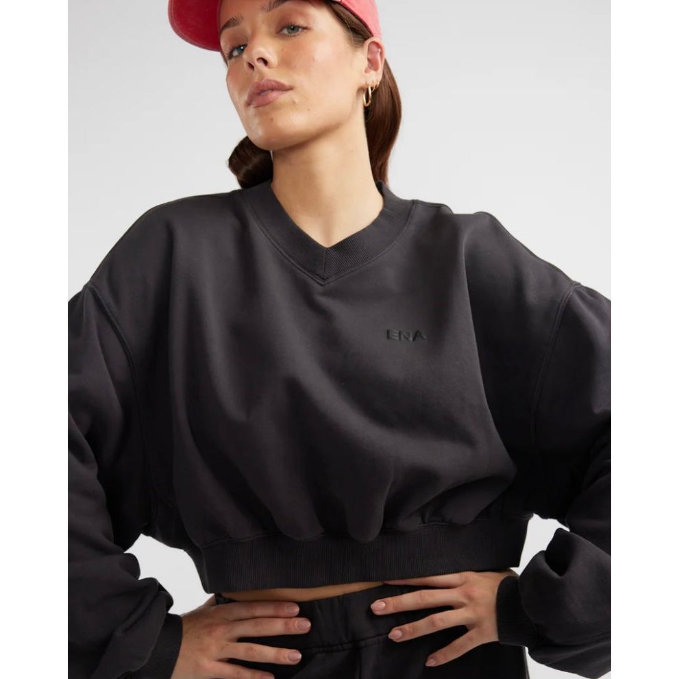 ENA PELLY-HAILEY CROP SWEATSHIRT-VINTAGE BLACK