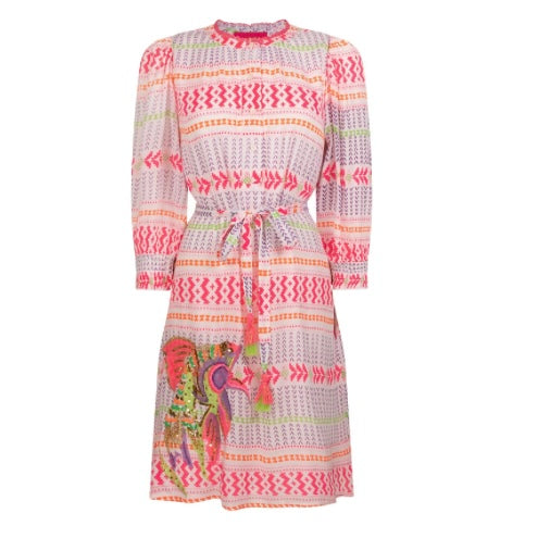 COCO CABANA DRESS -FUCHSIA/CLOUD