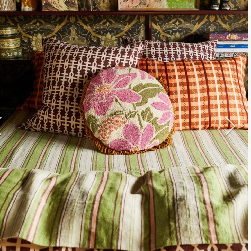 AJA PUNCH NEEDLE CUSHION-SAGE & CLARE