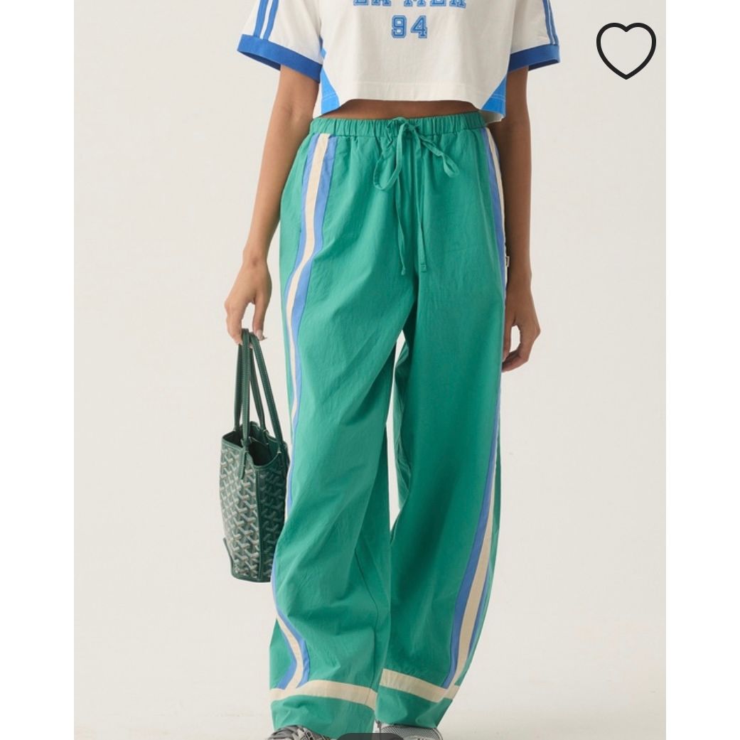 La Mer Striped Pant- Green -Araminta James