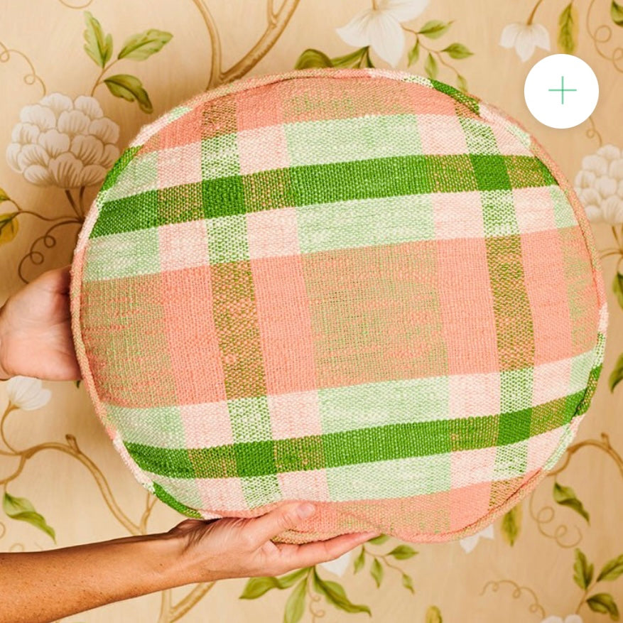 PISTACHIO TARTAN WOVEN PEA CUSHION