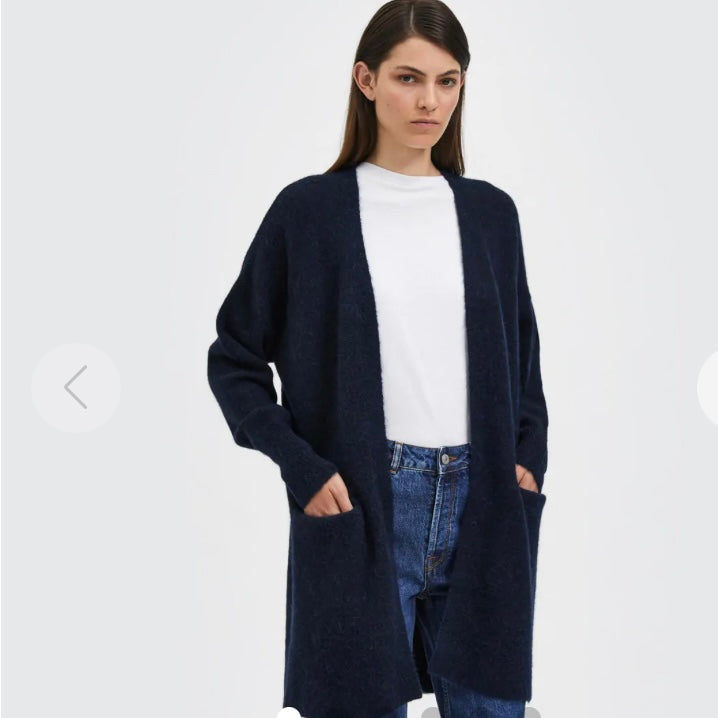 Anais Wool Blend Cardigan-French Navy