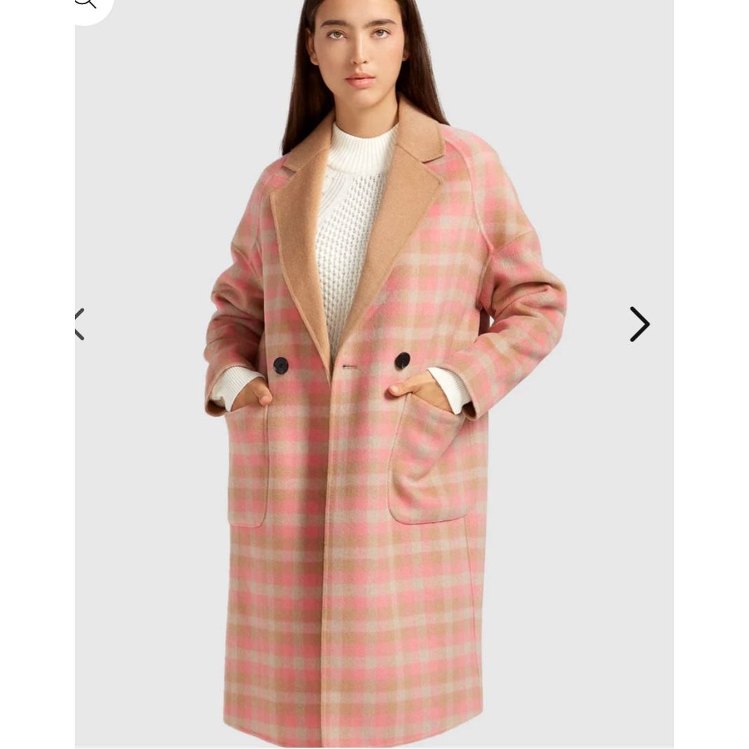 KAIA DOUBLE BREASTED WOOL COAT-ICED VOVO CHECK