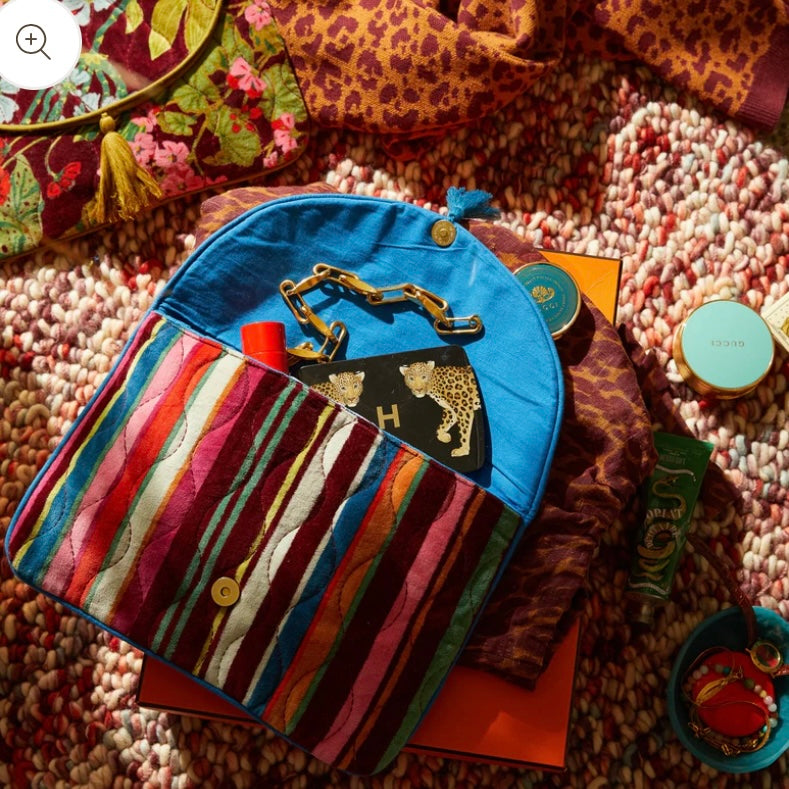 Sage x Clare - Corrine Velvet Clutch-Multi