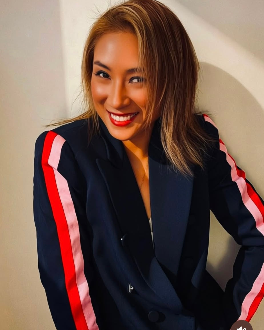 Arm Stripe Blazer - Navy with Red/Pink Stripes