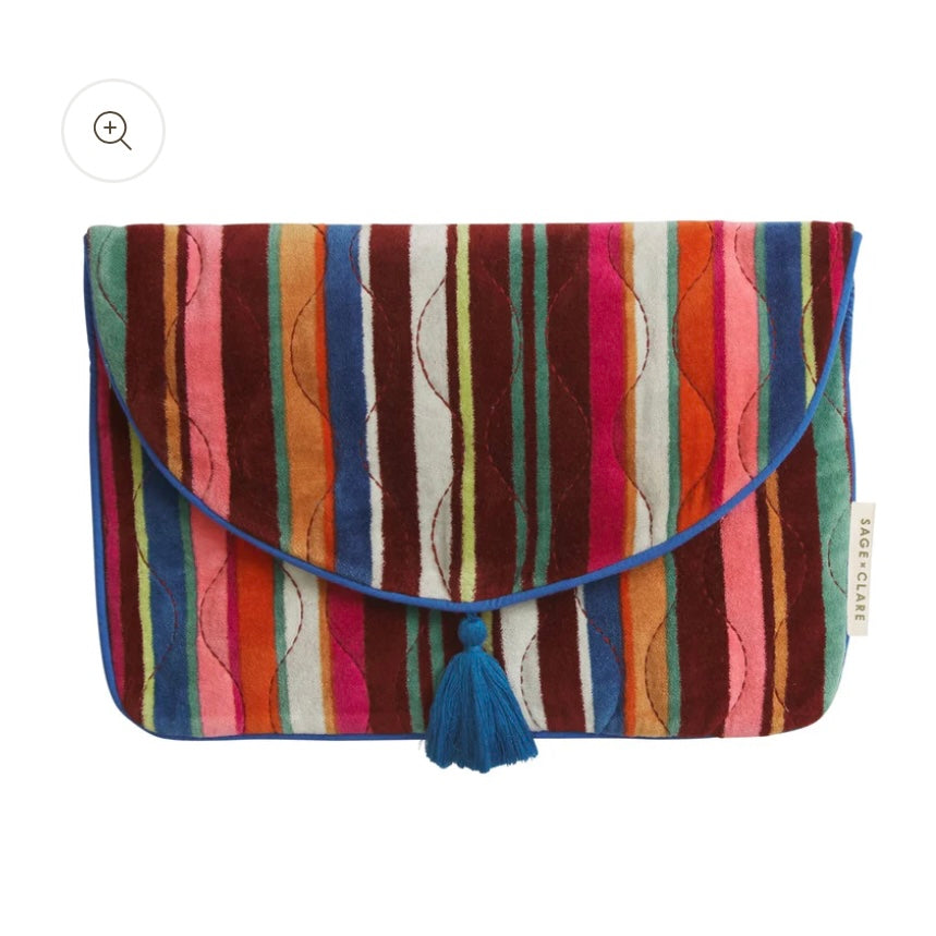 Sage x Clare - Corrine Velvet Clutch-Multi