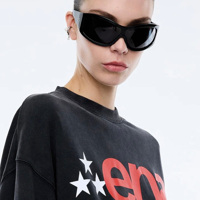 Ena Pelly Star Sweatshirt -Washed Black