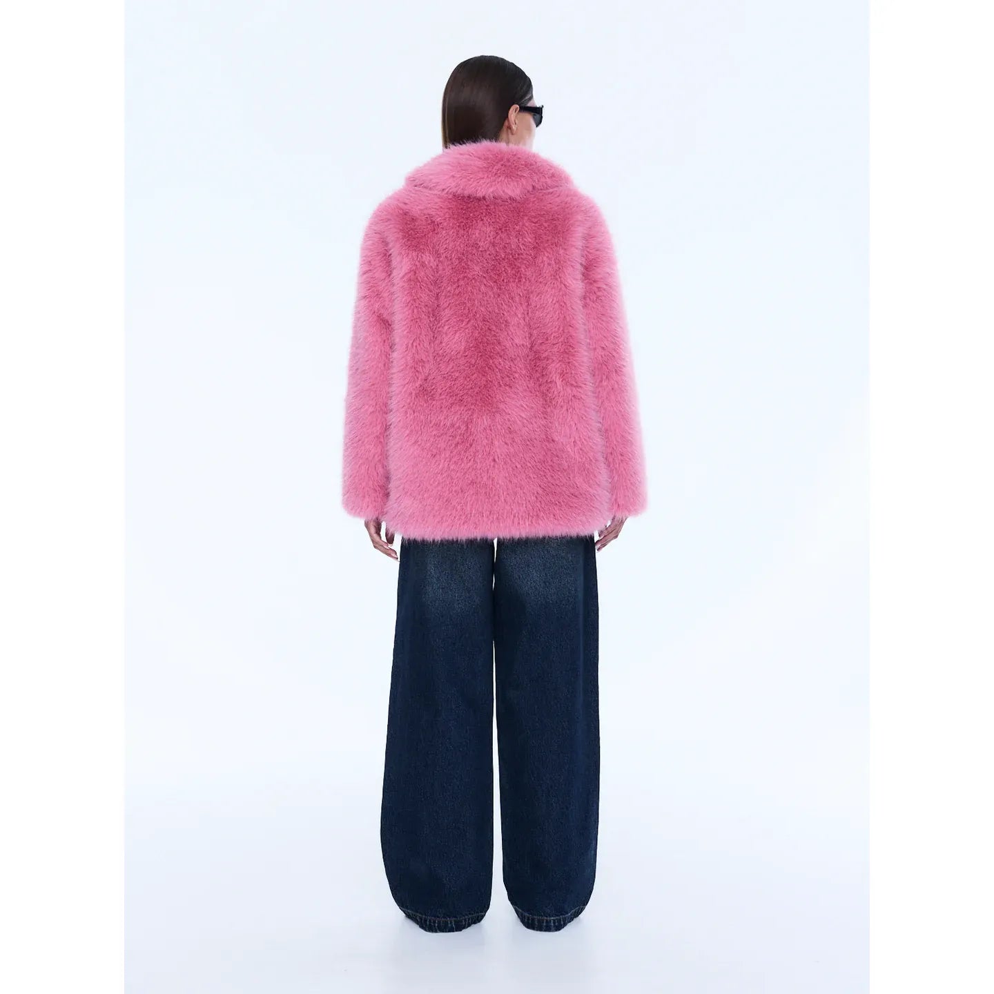 Ena Pelly -Emily Faux Fur Bomber-Bright Pink