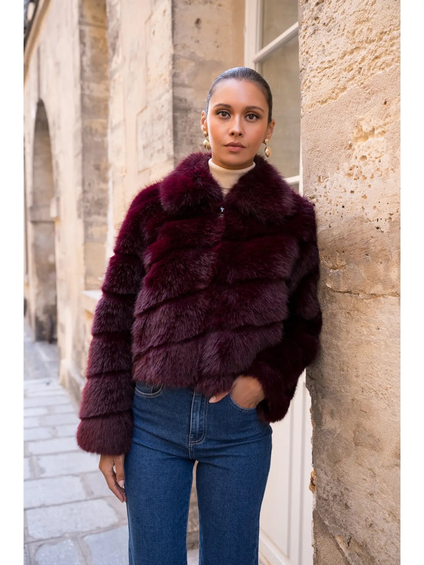 Lisette Faux Fur - Merlot
