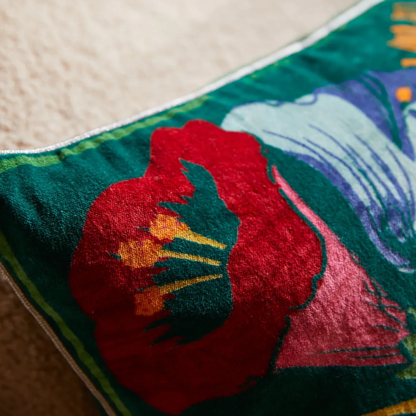 Ines Velvet Cushion - Verdant-Sage & Clare