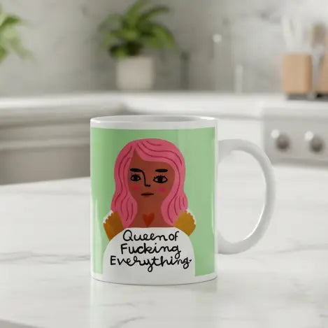 Queen of Fucking Everything Grumpy Angel Mug