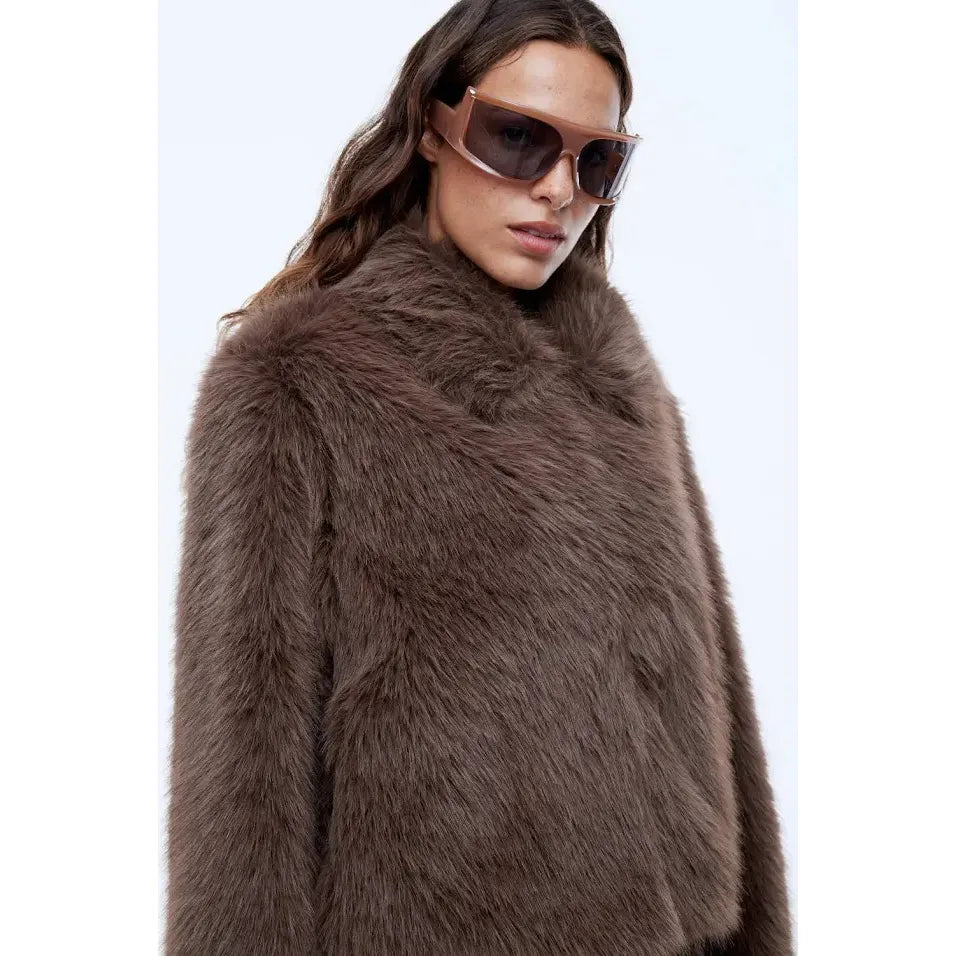 Charlie Faux Fur Jacket | Ash Brown