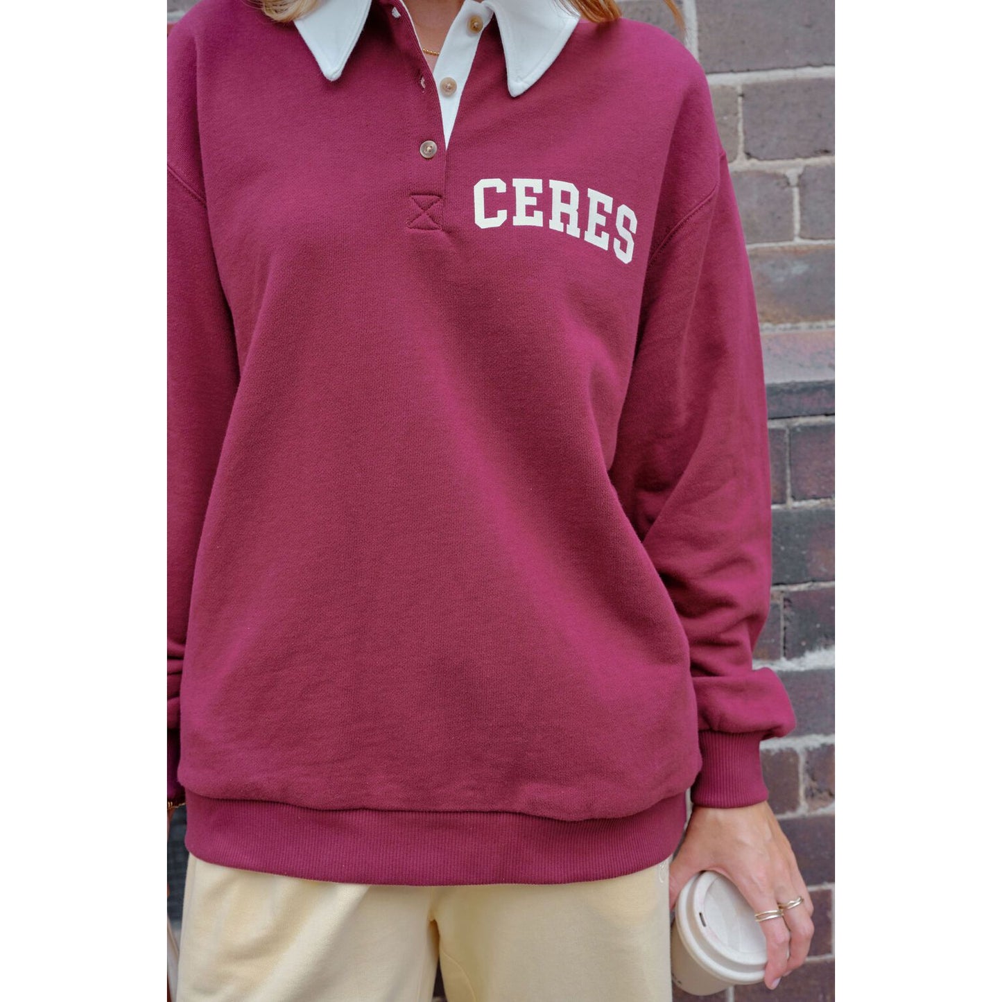 Wren Rugby Sweat-Washed Burgundy & White
