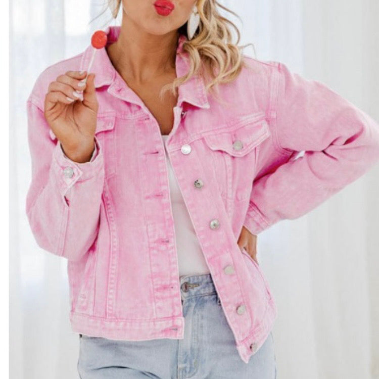 EADIE DENIM JACKET-PINK WASH