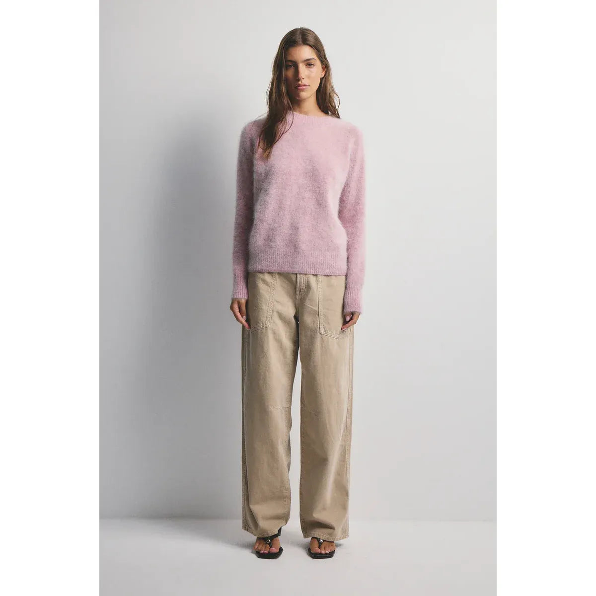 World Of Nomads-Adele Cashmere Crew Neck Knit-Petal Cloud