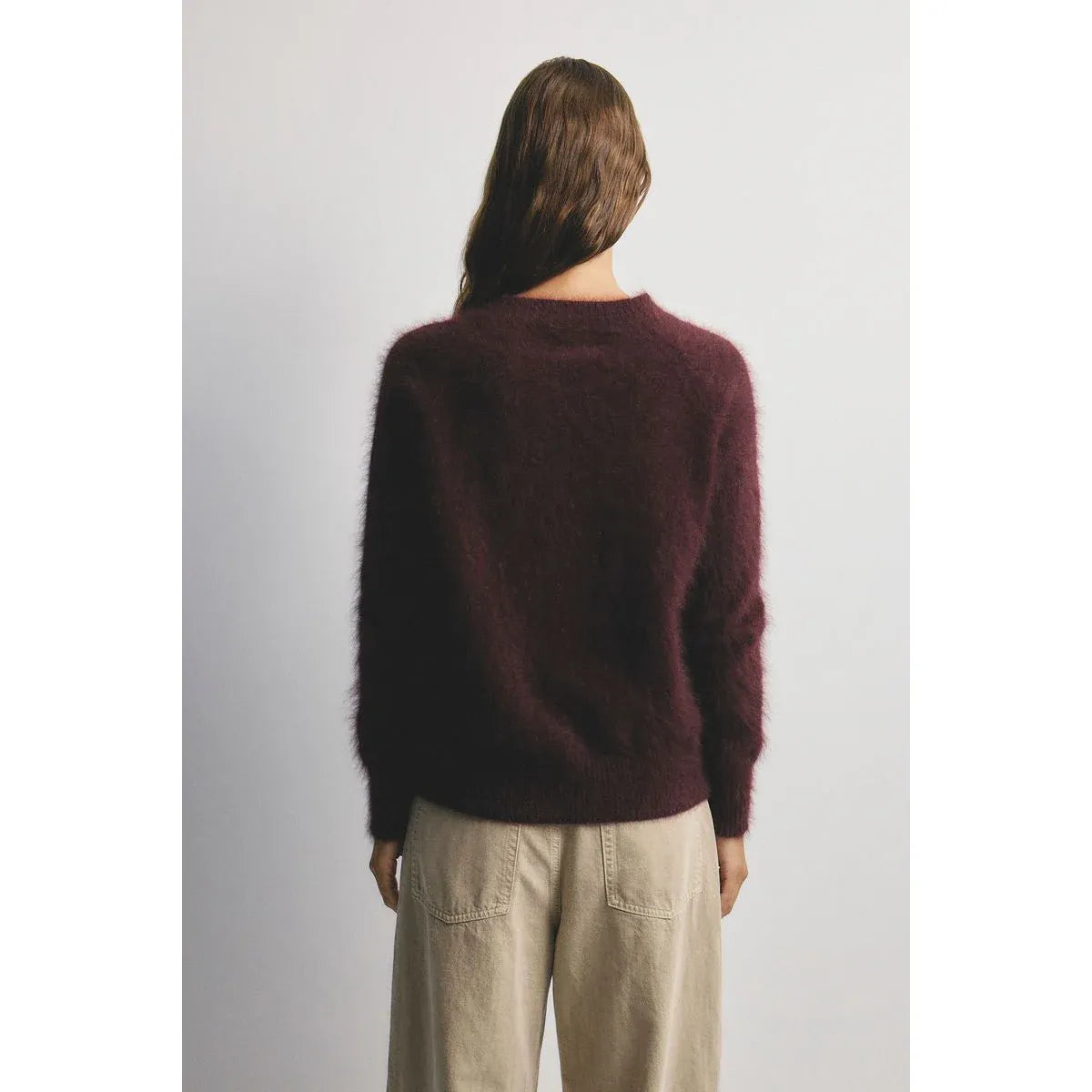 World Of Nomads- Adele Cashmere Crew Neck Knit-Aubergine