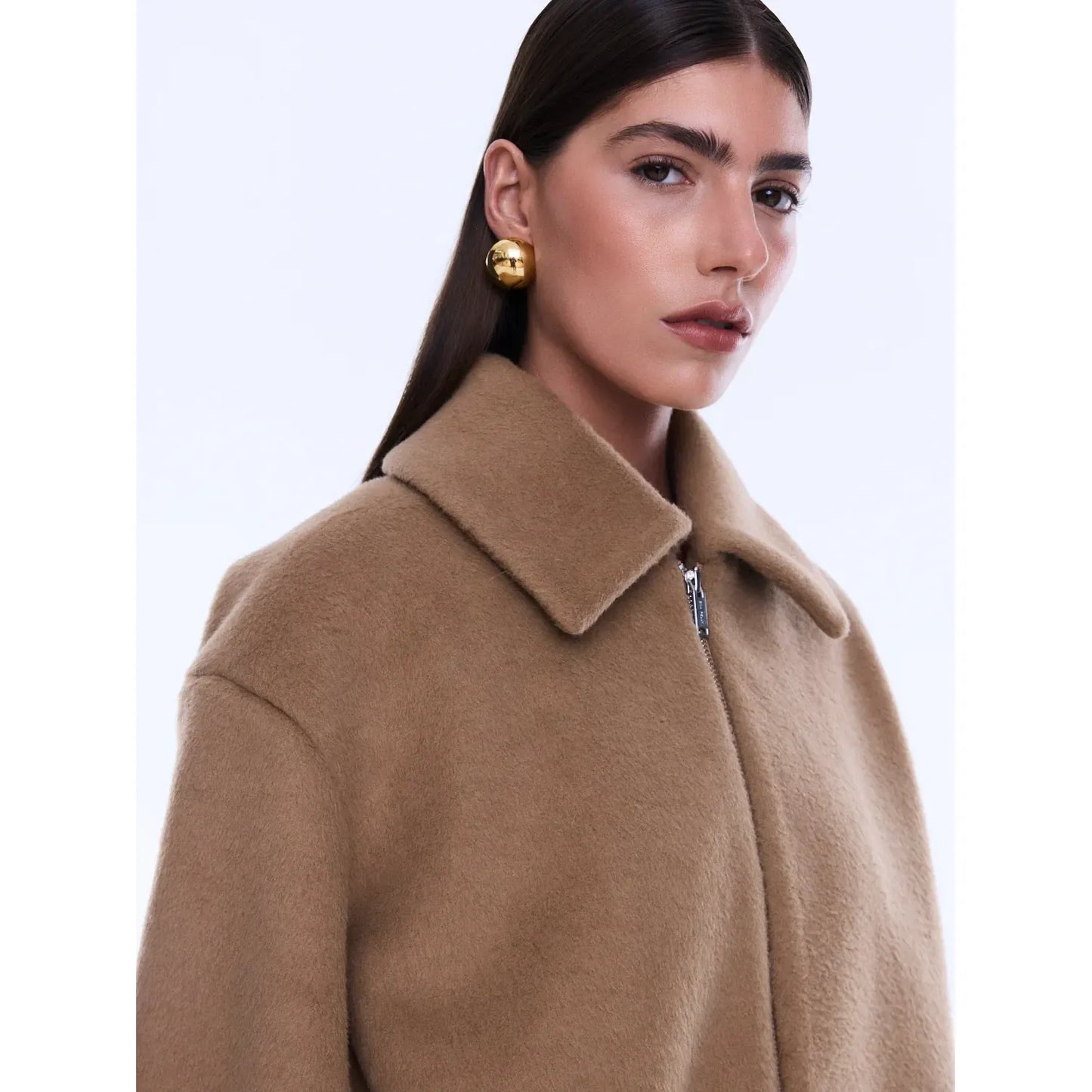 Ena Pelly- Maeve Wool Blend Bomber Jacket-Sand