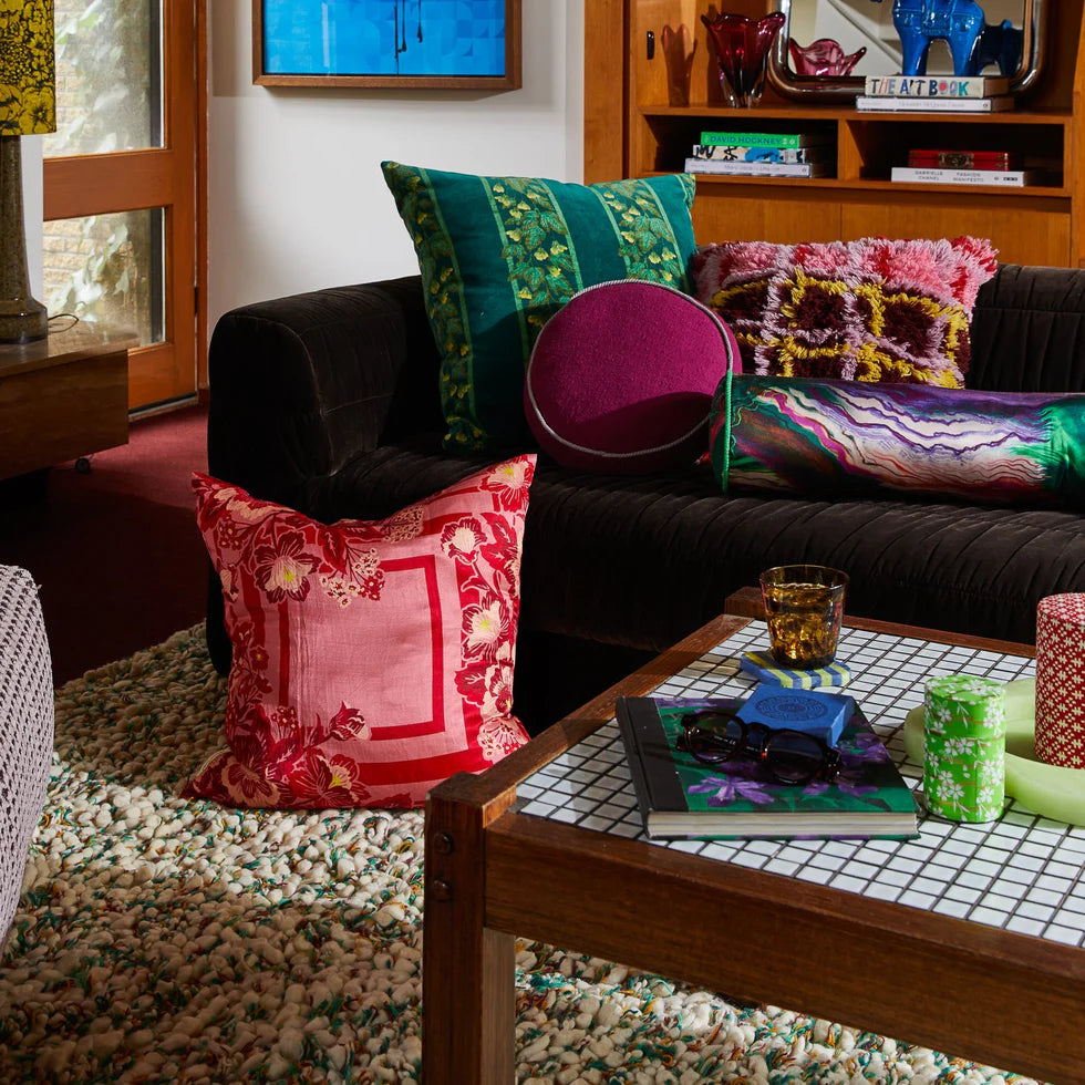 Eliza Silk-Linen Cushion - Primrose-Sage & Clare
