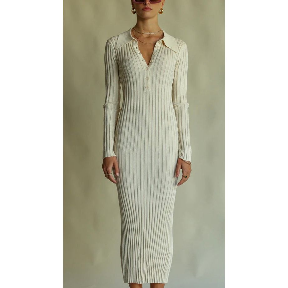 MOON RISE KNIT DRESS- EGGNOG