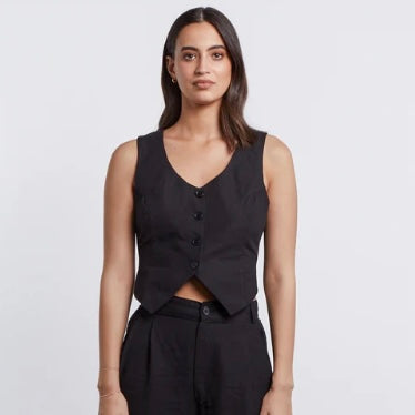 HARPER TAILORED WAIST COAT IN BLACK