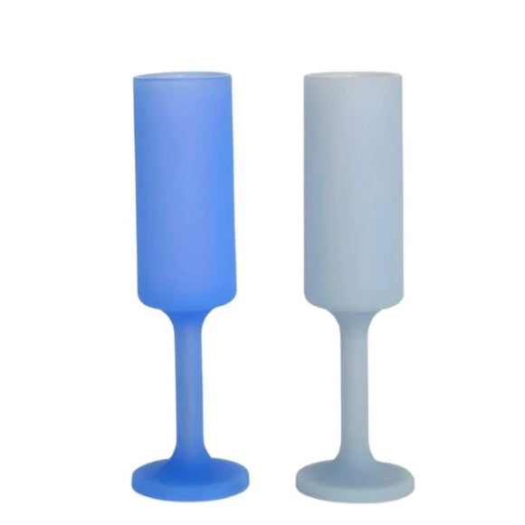 SEFF-UNBREAKABLE SILICONE CHAMPAGNE FLUTES-SKY & KINGFISHER