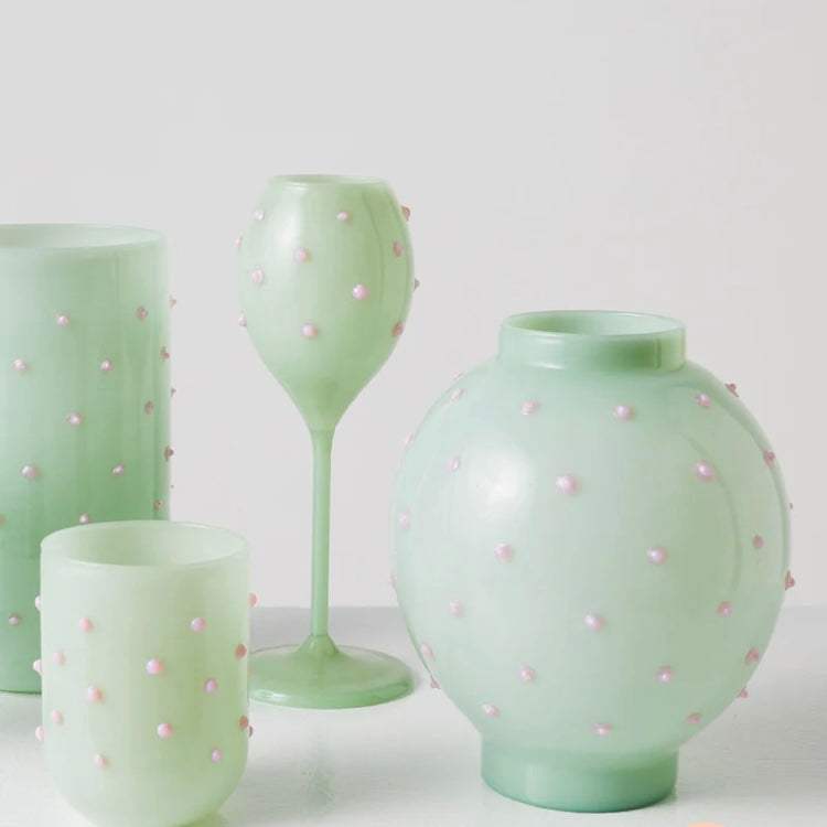 PISTACHIO POLKADOT FISH BOWL VASE