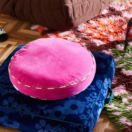 ETIENNE VELVET FLOOR CUSHION - BOUGAINVILLEA