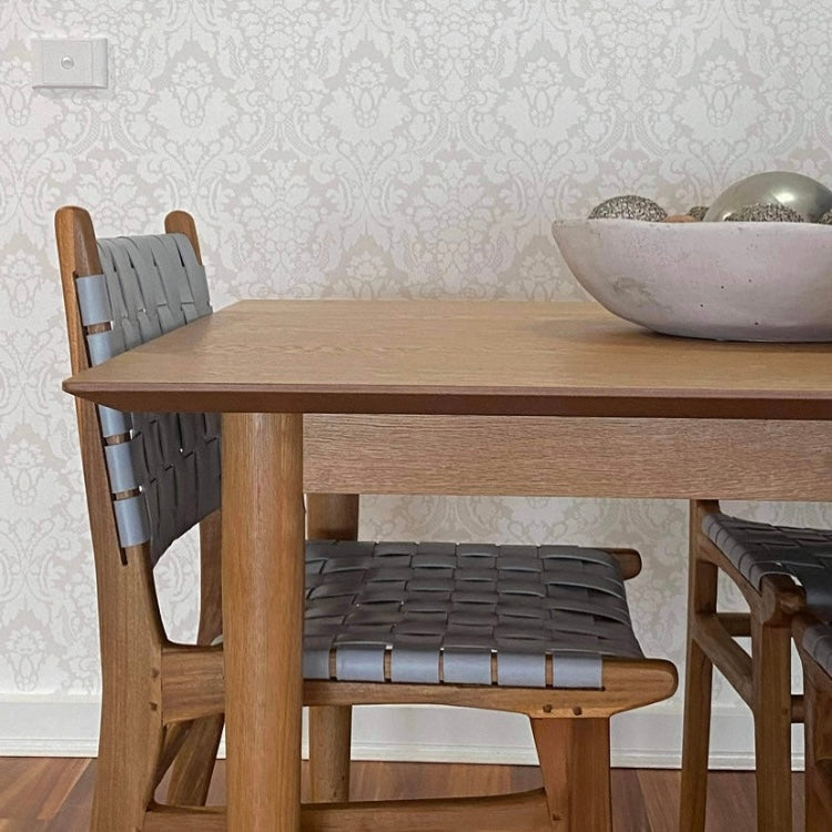 Teak Leather Strap Dining Chairs