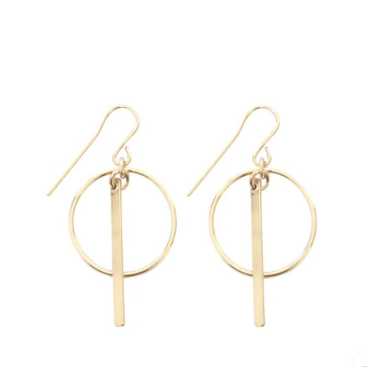 RING AND BAR EARRINGS - GOLD-MISUZI