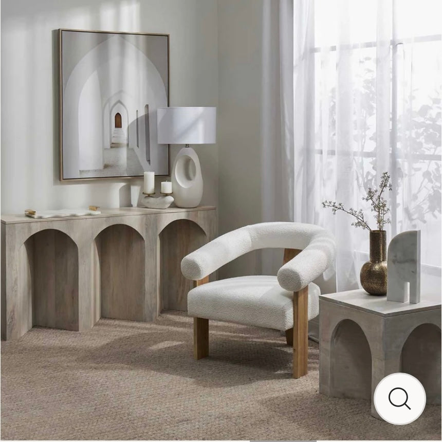 ARCHIE WOOD CONSOLE TABLE WHITE LIME WASH