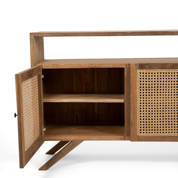 Teak & Rattan Sideboard