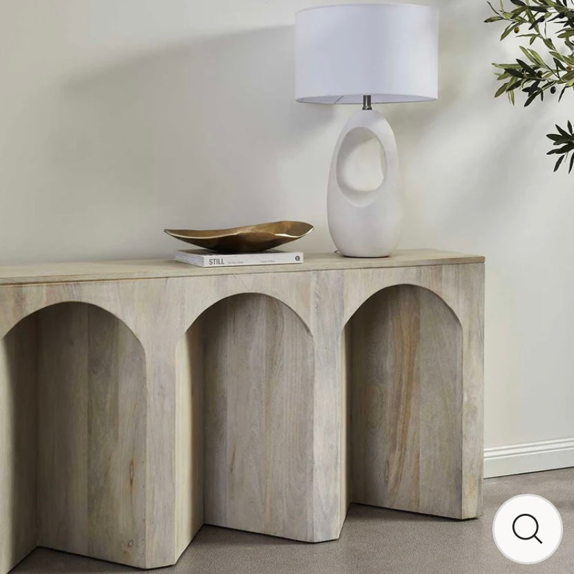 ARCHIE WOOD CONSOLE TABLE WHITE LIME WASH