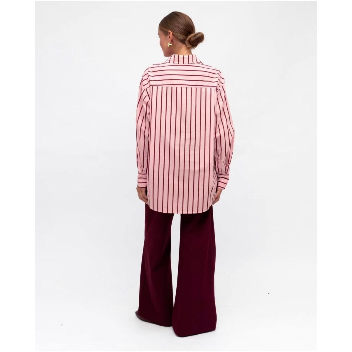 JOLIE STRIPED COTTON SHIRT - PINK & CHERRY