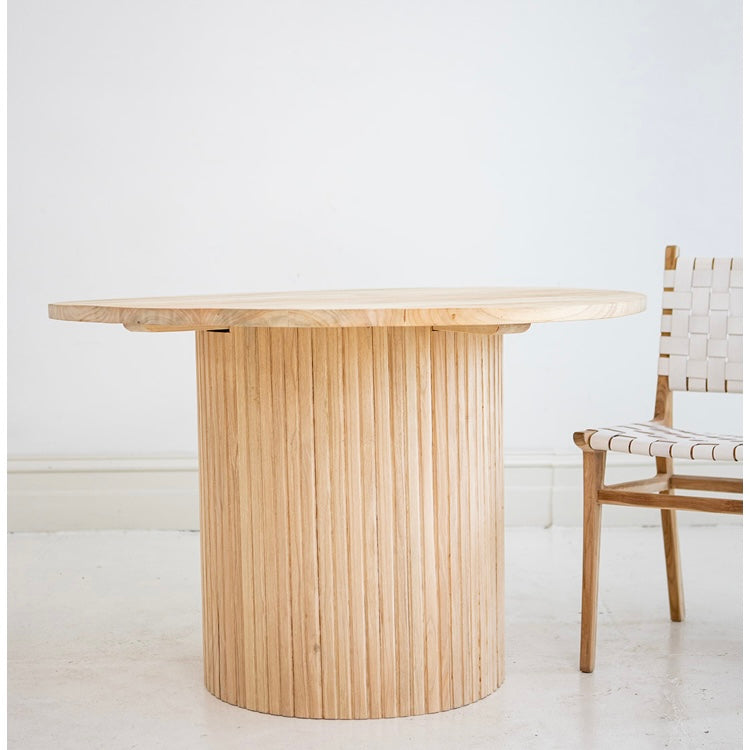 FLORES TEAK 120cm ROUND DINING TABLE.