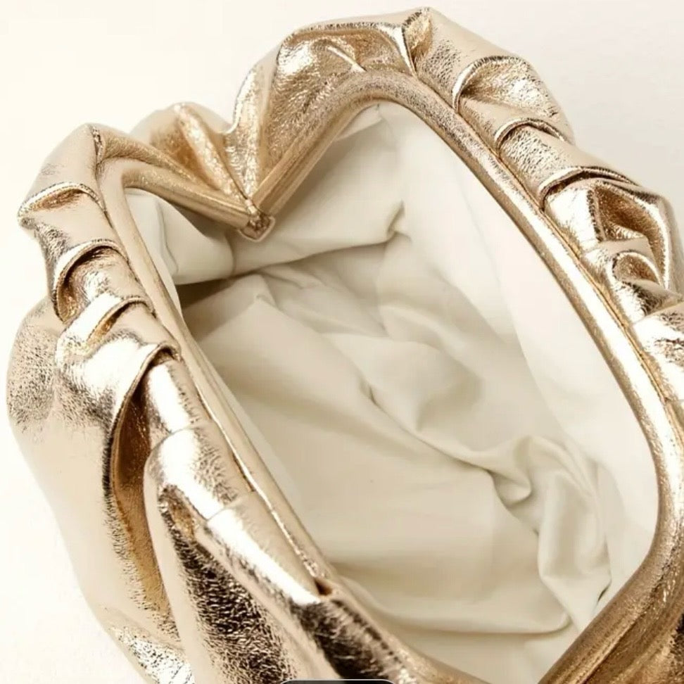 Zuri Metallic Gold Clutch